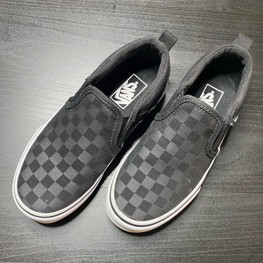 Vans kids checkerboard slip-on shoes